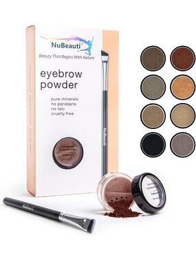 Natural Mineral Eyebrow Powder Kit with Angled Brush for Precision Sculpting